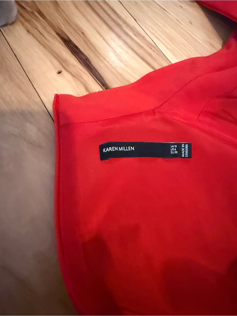 Karen Millen Red Cap-Sleeve Fit-and-Flare Mini Dress - Picture 2 of 4
